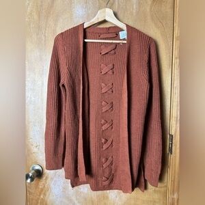 Pinque Design Studios Crochet Cardigan Rust Burnt Orange S
